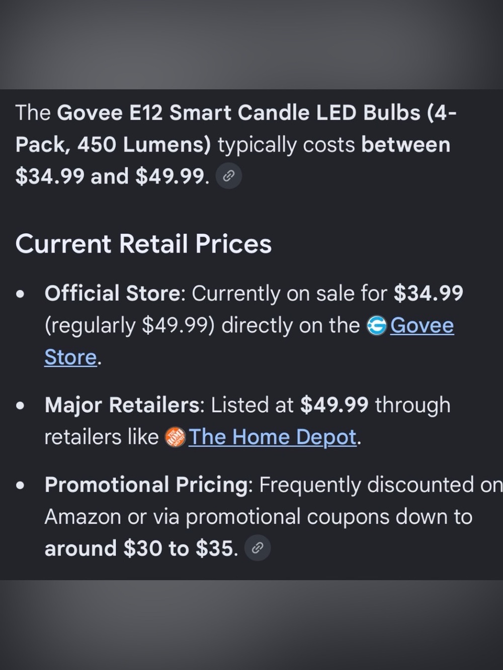 Govee Smart Bulb (4-Pack) – Warm Yellow Smart LED Candle Bulbs - Picture 4 of 4